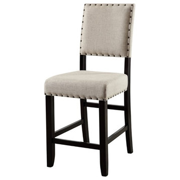 Furniture of America Sinuata Fabric Counter Height Chair in Black (Set of 2)