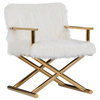Wade Modern White Faux Fur and Gold Accent Chair