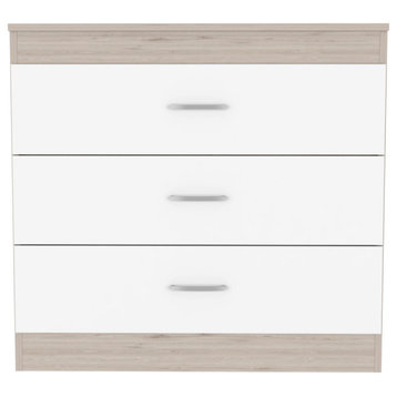 Cambridge Dresser with 3 Drawers, White/ Light Gray