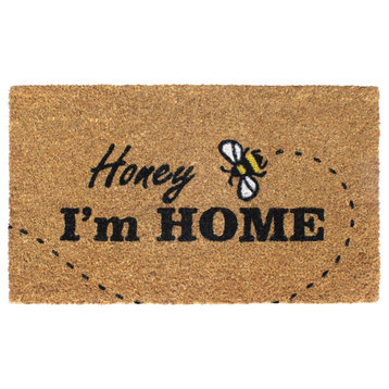 Black Machine Tufted Honey, I am Home Doormat, 18" x 30"