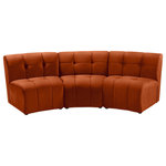 Meridian Furniture - Limitless Velvet Upholstered 3-Piece Modular Sectional, Cognac - Invest in your home's comfort with this Limitless sofa. This modular unit offers tons of flexibility in the number of ways that you can put each piece in the Limitless collection together to get the ideal customized look. Upholstered in cognac velvet, this beautiful piece is soft and cool to the touch, so you can feel comfortable from every angle. Button and channel tufting add to this unit's upscale look and contemporary charm.