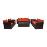 Dark Brown Wicker/Orange Cushions