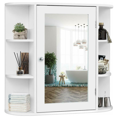Costway Multipurpose Mount Wall Surface Bathroom Storage Cabinet Mirror