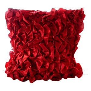 Vintage Style Ruffles Pink Satin Throw Pillow Covers Satin