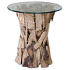 Teak Root Glass Top Lamp Table