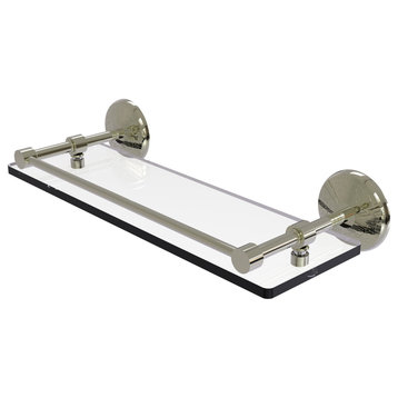 Monte Carlo 16" Tempered Glass Shelf with Gallery Rail, Polished Nickel