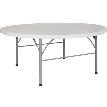 72" Round Bi-Fold White Table DAD-183RZ-GG