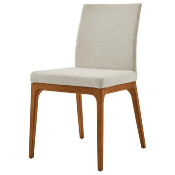New Pacific Direct Devon 18.5" Fabric Chair in Cream/Walnut (Set of 2)