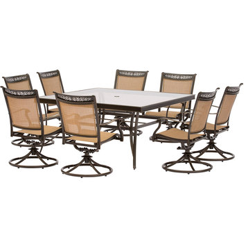 Fontana 9-Piece Dining Set, 8 Swivel Rockers and a 60" Square Dining Table