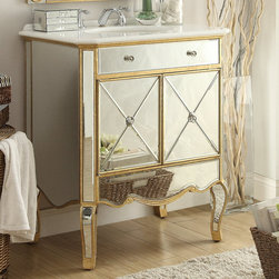 Adelina 30 inch Mirrored Gold Bathroom Vanity Marble Top - Bathroom Vanities And Sink Consoles