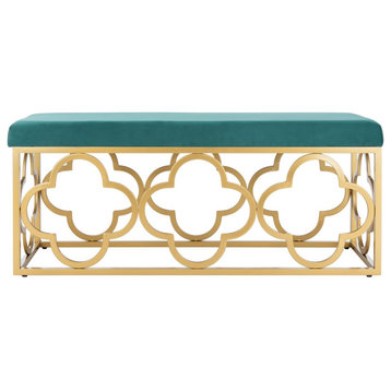 Safavieh Fleur Rectangle Bench, Emerald/Gold