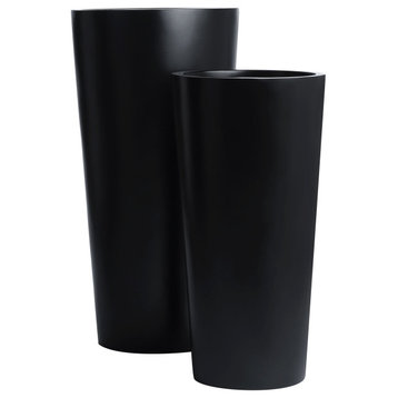 Sonoma Tall Cylinder Planter, Black, 18"x36"