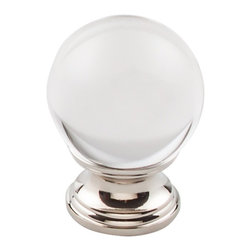 Top Knobs - Clarity Clear Glass Round Knob 1 3/8", Polished Nickel Base - Cabinet And Drawer Knobs