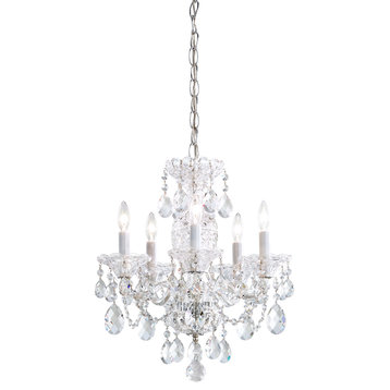 Sterling 5-Light Chandelier in Silver With Clear Heritage Crystal