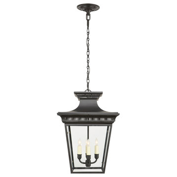 Elsinore Medium Hanging Lantern in Black with Clear Glass
