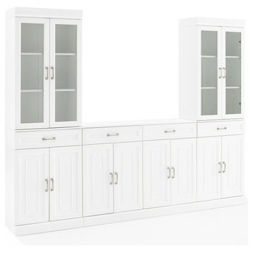 Stanton 3Pc Sideboard And Glass Door Pantry Set White - Sideboard & 2 Pantries