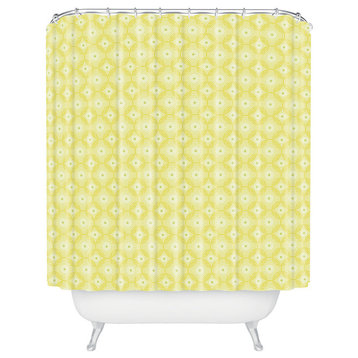 Caroline Okun Yellow Spirals Shower Curtain