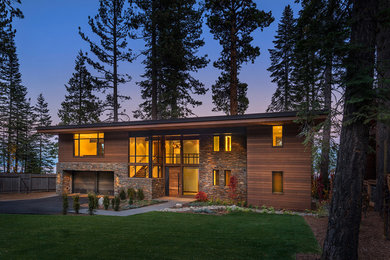 Inspiration for a rustic wood exterior home remodel in Sacramento