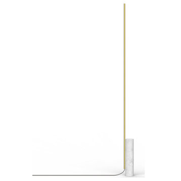 Pablo Designs T.O Pillar of Light Floor Lamp, Carrara White W/Chrome