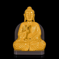 Tranquil Buddha Chrome Yellow Resin Bookend - Bookends