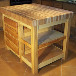 Pecan Butcher Block Center Island - Kitchen Islands And Kitchen Carts