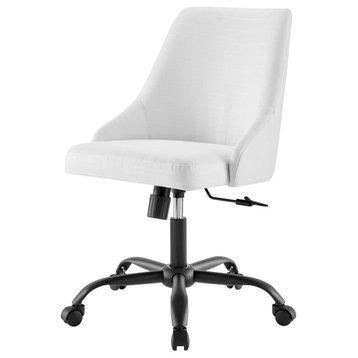 Computer Work Desk Swivel Chair, Fabric, Black White, Home Business Office