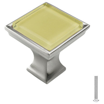 Arylide Yellow Crystal Glass Brushed Nickel Madison Classic Knob