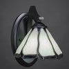 Zilo Wall Sconce, Matte Black, 7" Pearl and Black Flair Tiffany Glass