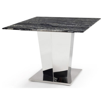 Black and White Marble Brushed Stainless Steel Sirah End Table