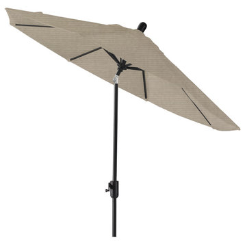 9' Round Push Tilt Market Umbrella, Black Frame, Sunbrella, Taupe
