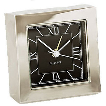 Chelsea Square Desk Alarm Clock in Nickel