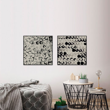 Black Circle Smudge Diptych