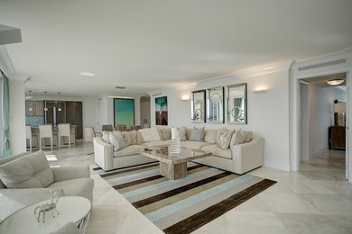 Example of a trendy living room design in Miami