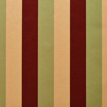 Burgundy, Green And Gold Thick Tri-Color Stripes Upholstery Fabric By The Yard