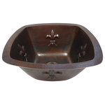 SimplyCopper - 15" Aged Copper Square Copper Kitchen Bar Sink With Fleur de Lis Design - Welcome to Simply Copper