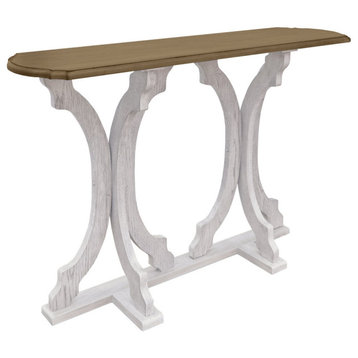 Doynton 45.9 in.  Spray Paint White and Oak Oval Solid Wood Console Table