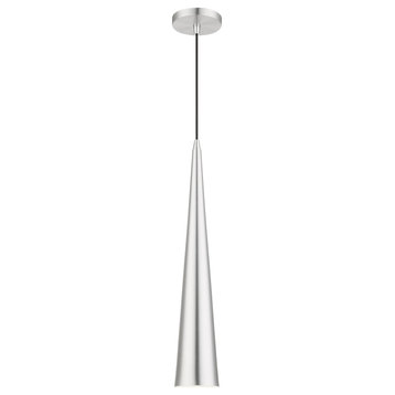 Andes 1 Light Brushed Aluminum With Polished Chrome Accents Single Tall Pendant