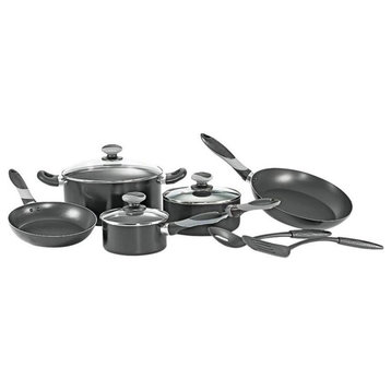 Mirro® A797SA84 Get-A-Grip Aluminum Non-Stick Cookware Set, Black, 10-Piece