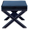 Nixon Velvet Upholstered Ottoman/Bench, Navy