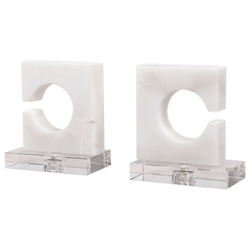 Uttermost Clarin White & Gray Bookends, Set of 2, 17864