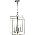 Quorum - Quorum 4-Light Large Cuboid Entry Light, Polished Nickel - This 4-LT Large Cuboid Entry Light from Quorum has a finish of Polished Nickel  and fits in well with any Transitional style decor.