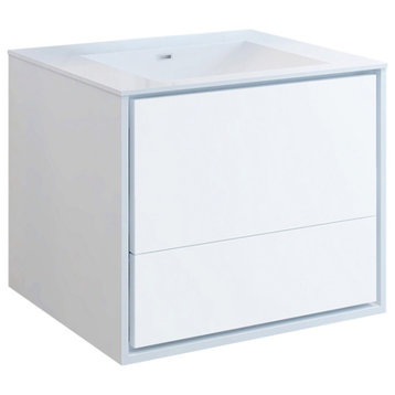 Fresca Catania 30" Gloss White Wall Hung Cabinet With Integrated Sink