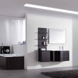 35.5" Solid Wood Bathroom Vanity Set with Curvy Front - Black Oak VM-V12063-BOK - Bathroom Vanities And Sink Consoles