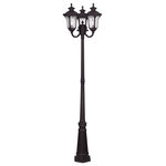 Livex Lighting - Oxford Outdoor 3-Headed Post Light, Bronze - From the Oxford outdoor lantern collection, this traditional design will add curb appeal to any home. It features a handsome, antique-style post plate and decorative arm. clear water glass  cast an appealing light and lends to its vintage charm. Wall plate, arm and other details are all in a bronze finish.