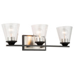 Artcraft Lighting - Wheaton 3 Light Wall Light, Black/Brushed Nickel - Designed by Lighting Pulse, this "Wheaton" collection bathroom vanity features black frames with brushed nickel accents complimented by clear cone shaped glassware.