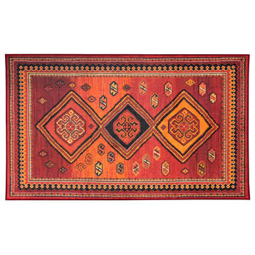 My Magic Carpet Phoenix Kilim Garnet Rug, 3'x5'