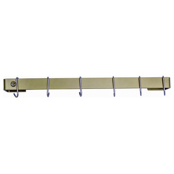 Handcrafted 24" Wall Rack Utensil Bar w 6 Hooks, Brass PC