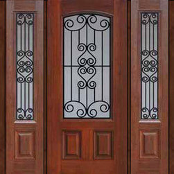 Prehung Sidelights Door 80 Fiberglass Verona Arch Lite GBG Glass - Front Doors