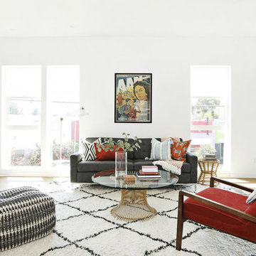 Boho Eclectic Living Room in LA with Bollywood Poster