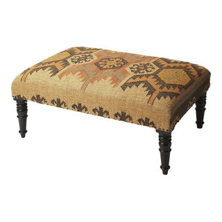 Offex Transitional Rectangular Jute Cocktail Ottoman, Multicolor -  Southwestern - Footstools And Ottomans - by clickhere2shop | Houzz